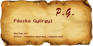 Pászka Györgyi névjegykártya